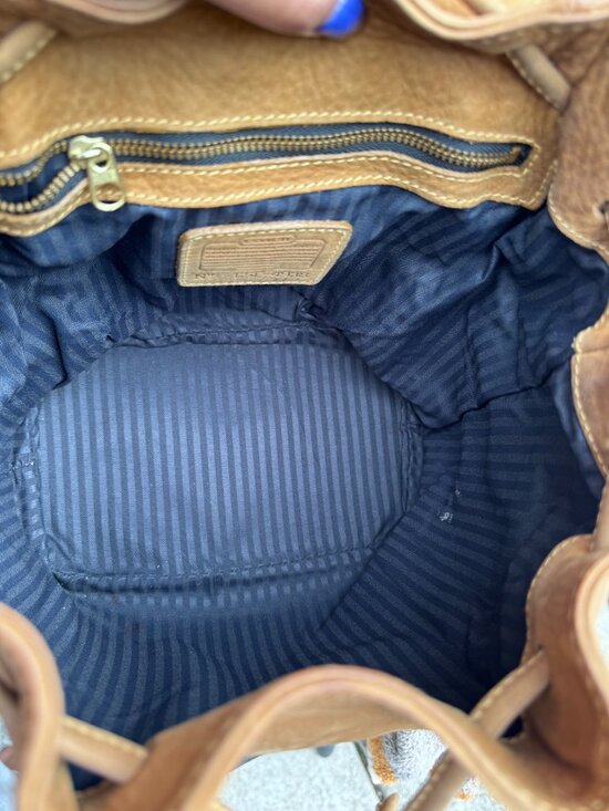 VTG COACH Small Backpack Camel Tan Nubuc Leather 1995 Made in Italy G5E-4938 main image 5